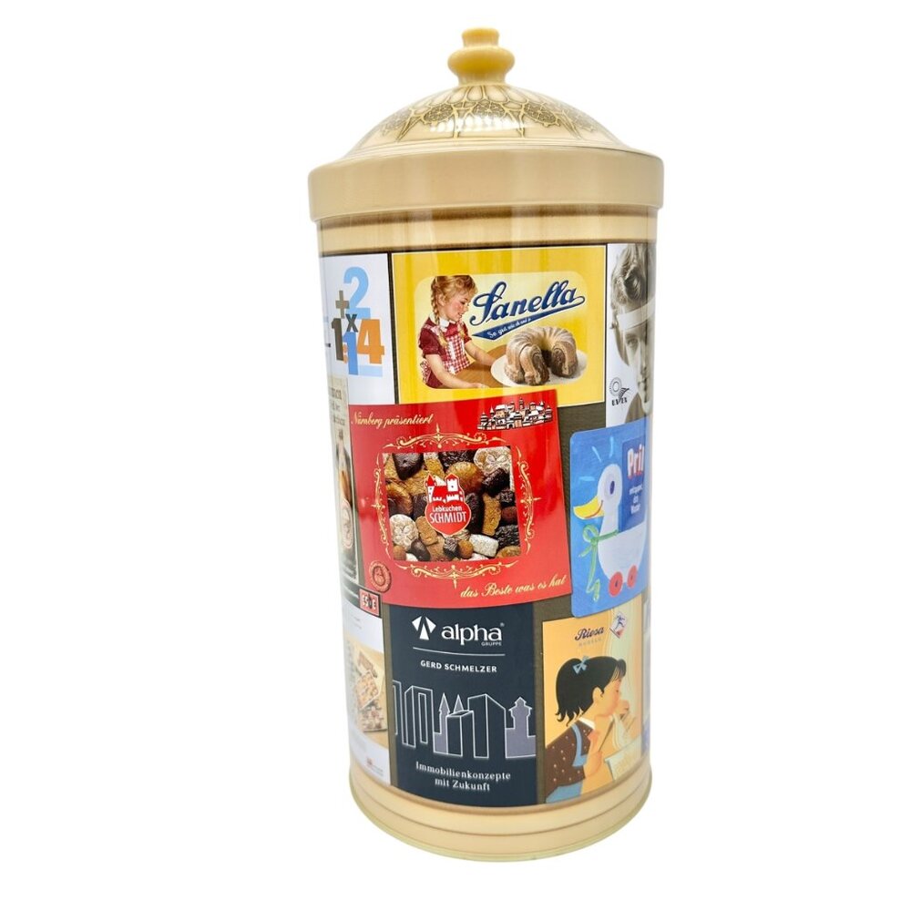 German Tin Canister Retro Ads Decorative Lid 500g Capacity Collectible